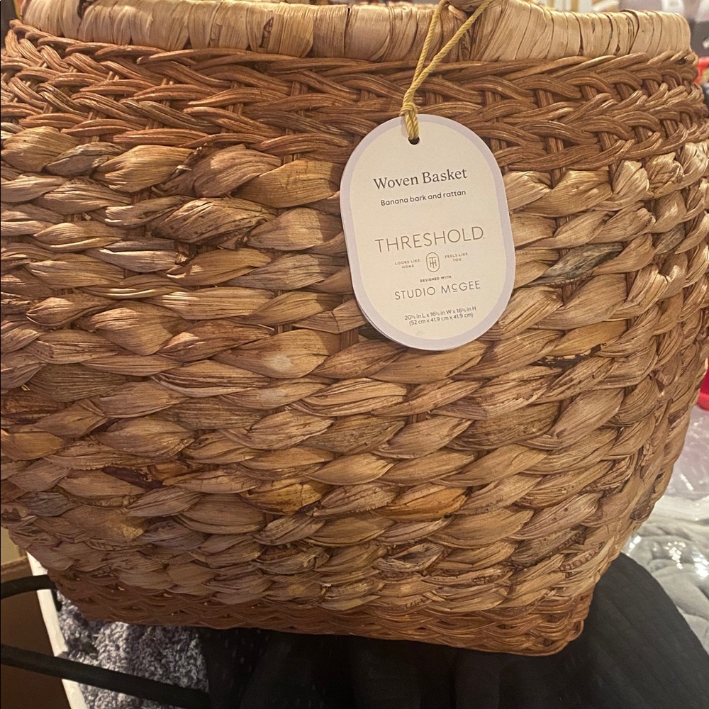 NWT Studio McGee Large Woven Brown Storage Basket - Picture 5 of 8